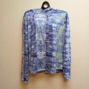 Silver Bait Long Sleeve Hoodie Swim Shirt, Purple/Green Fish Scale Women's Size